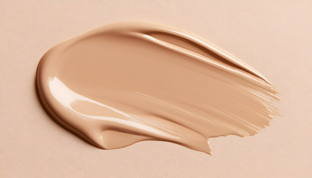 Shimmering foundation mixed with the creamy texture of my makeup base, both against a beige backdrop