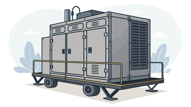 Industrial electric generator trailer for mobile power supply with generator industrial electricity machinery equipment construction electrical portable mechanical infrastructure capacity