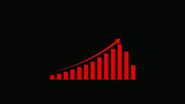 Business growth concept in allusive graph chart showing marketin Statistics bars columns growth, arrow up. Finance, Bar graph going up, Profit concept, positive increase chart. 