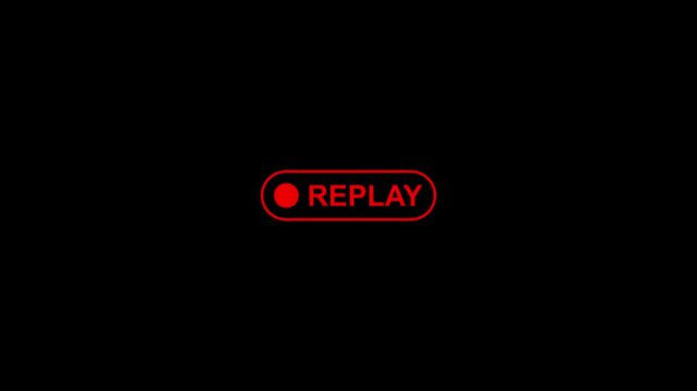abstract replay sign icon animation with replay text on transparent background,rewind and repeat button symbol for live streaming 4k