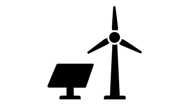   wind turbine animated icon.Renewable green clean energy solution icon 