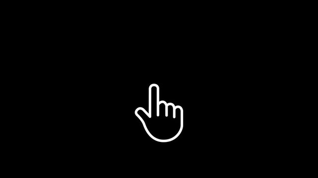 Hand cursor icon click animation on transparent background, Cursor arrow clicking play and pause button motion graphic with alpha channel.