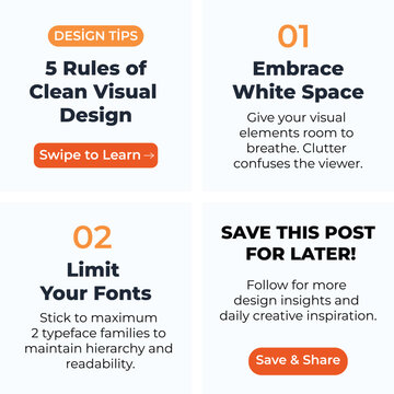 Clean Carousel Template for Social Media Post Banner Vector Design Tips Concept