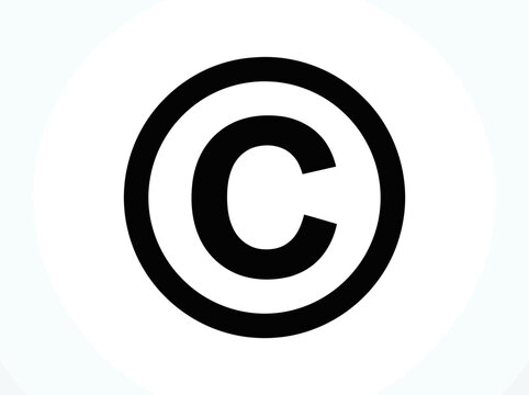A simple and smooth copyright symbol icon silhouette with thick black letter c inside a perfect circle