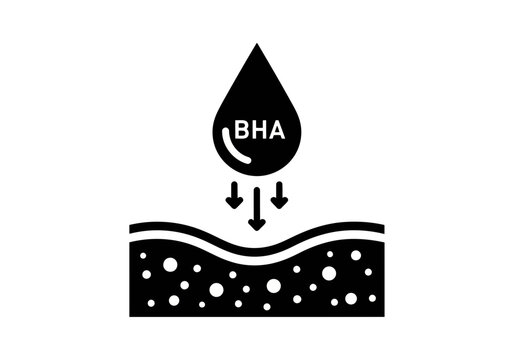 A nice and stylish BHA acid drop icon silhouette beta hydroxy acid skin care treatment silhouette chemical exfoliation for pores