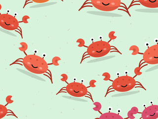 Fototapeta premium Cute Crabs Beach Pattern Background Design