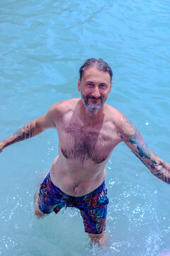 Man swimming in galapagos