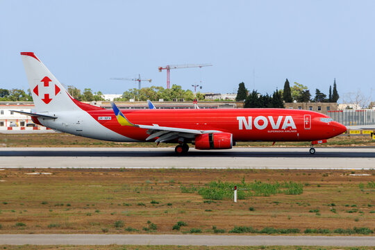 Luqa, Malta - July 29, 2026: Supernova Airlines Boeing 737-808(BDSF)(WL) (Reg.: UR-NPA) operating flight P75501 from Ostrava, in the Czech Republic.