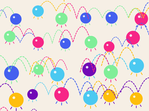 Fun Bouncing Ball Arcs Abstract Pattern