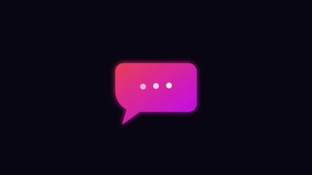 Glowing gradient chat bubble with pulsing typing dots animation for digital communication and social media messaging concepts 4k