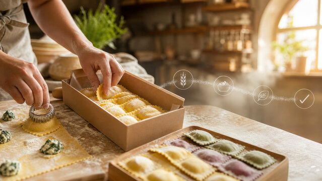 Artisan Filled Pasta Ravioli Preparation and Unbranded Subscription Box Copy Space