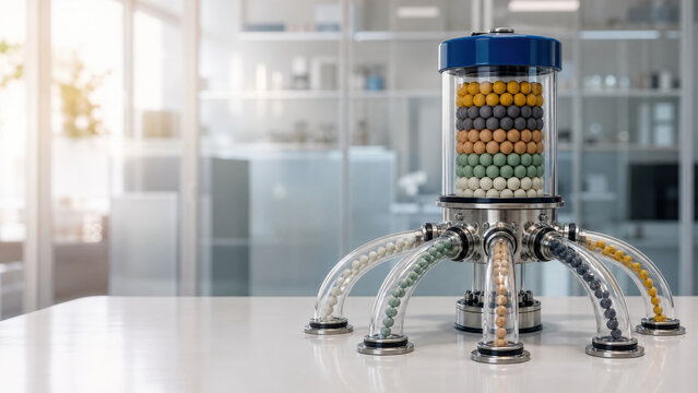 Pneumatic Tube Workflow Hub on Office Table