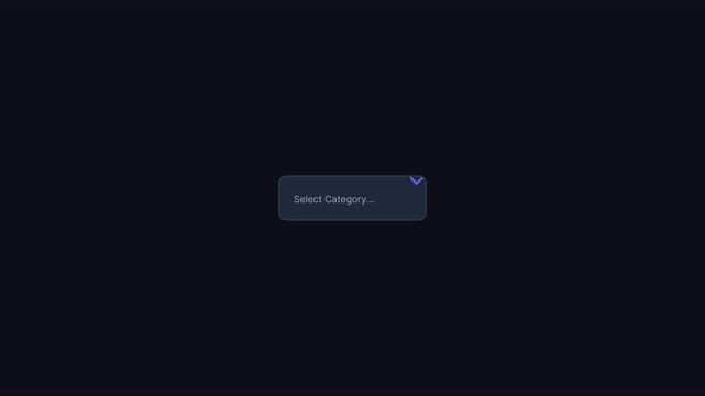 Interactive select category dropdown menu interface animation for web and mobile app ui 4k