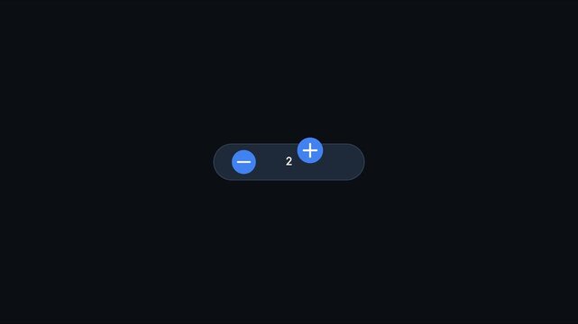 Interactive plus minus counter button ui for web and mobile app animation 4k interface