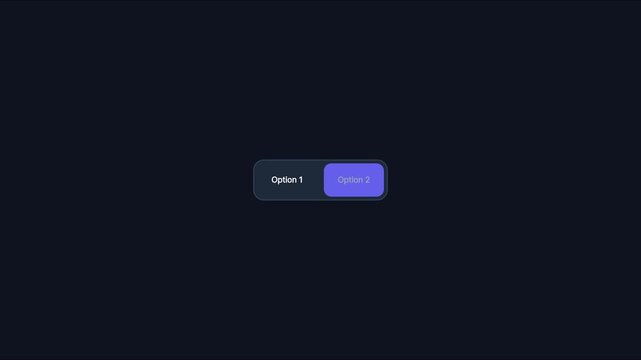 Interactive toggle switch ui animation with option 1 and option 2 selection 4k interface