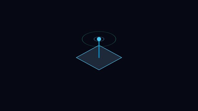 Isometric digital signal transmitter with pulsing radio waves animation for network connectivity and data communication concepts 4k