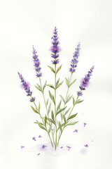 Fototapeta premium Purple lavender flower stem with buds and leaves