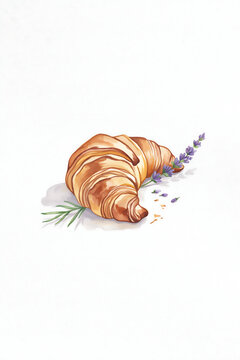 Fallen croissant with colorful sprinkles on gray surface