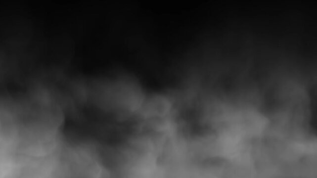 Rising smoke or fog effect animation on dark background, cinematic atmospheric footage.