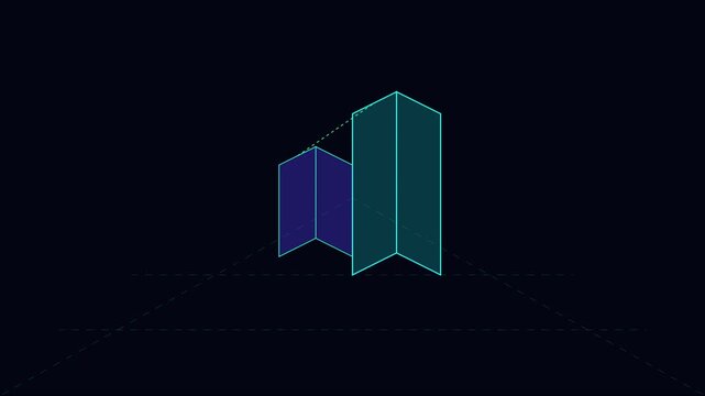 Minimalist 3 d isometric bar chart animation for business data visualization and financial growth analysis 4k