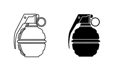 Obraz premium Grenade Icon Vector, Military Explosive Symbol, Combat Weapon Silhouette, Danger Sign