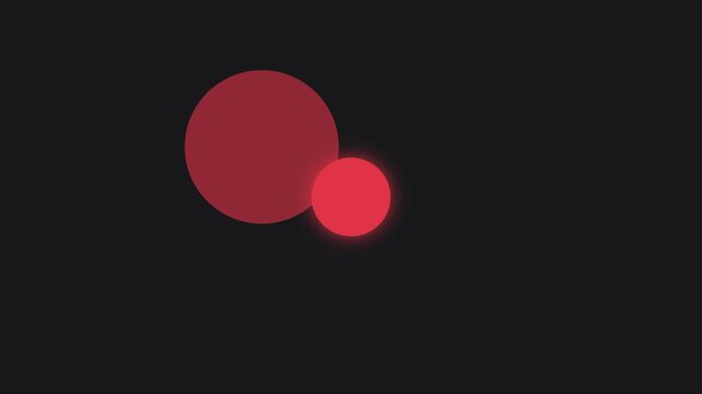 Minimalist abstract motion with pulsing red circle and expanding geometric shape on dark animation 4k background