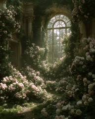 Fototapeta premium The Garden That Outlived the Cathedral. Generative AI 