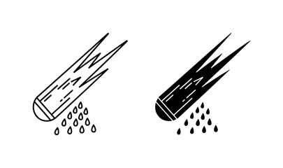 Meteorite Impact Icons, Falling Space Rock Vector Graphics, Cosmic Debris Symbols, Celestial Event Illustrations © Sadiya
