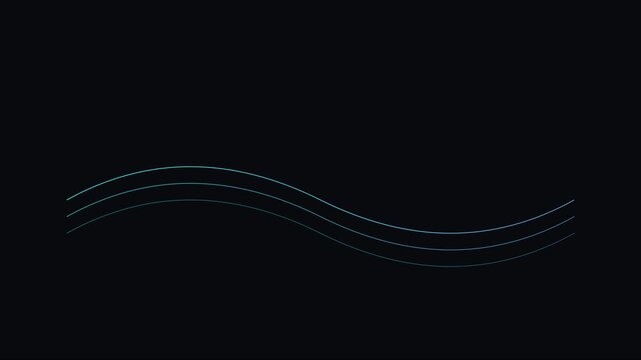Minimalist blue glowing wave lines abstract 4k background, animation