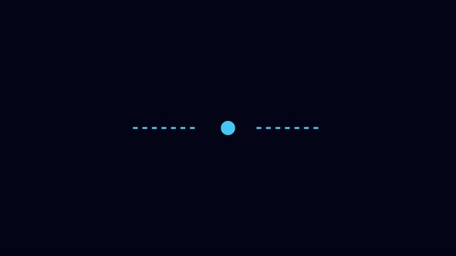 Minimalist blue hexagon loading animation with dotted lines on dark 4k background