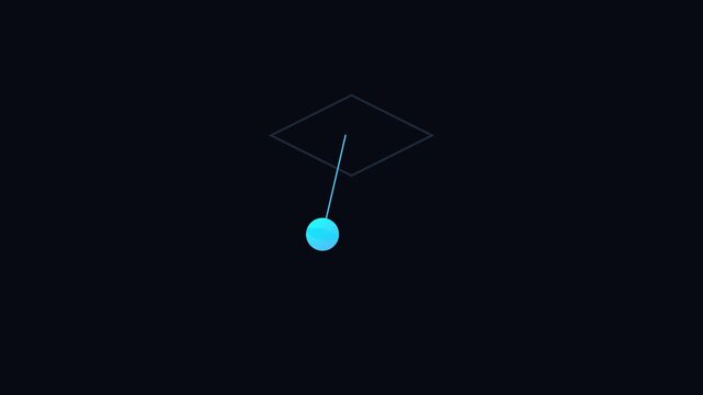 Minimalist blue pendulum swinging motion loop on dark animation 4k background, motion swinging physics