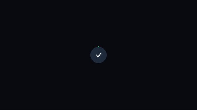 Minimalist checkmark animation on dark 4k background, for user interface, and success confirmation
