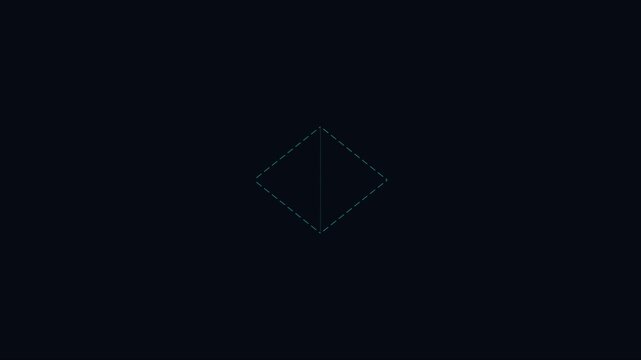 Minimalist diamond shape hud with pulsing neon outline for tech interface animation 4k
