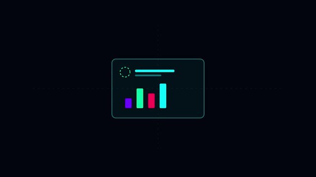 Minimalist digital bar chart infographic animation for business data analysis and financial reporting 4k