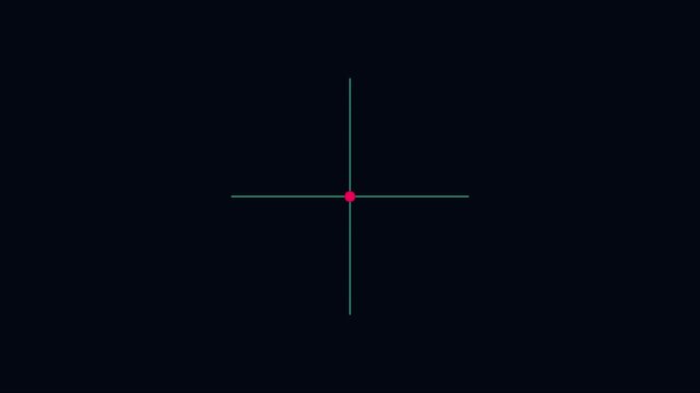 Minimalist digital crosshair target animation with pulsing red center point for ui and hud 4k interface