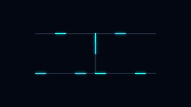 Minimalist digital hud interface with pulsing neon cyan lines and geometric data for tech motion animation 4k
