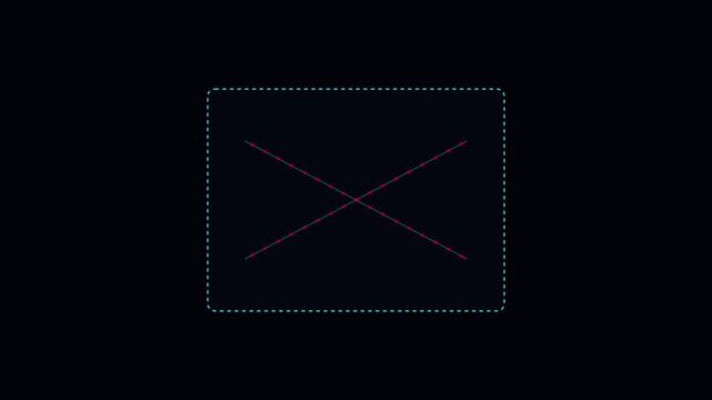 Minimalist digital interface hud with animated crosshair target and dotted border frame animation 4k