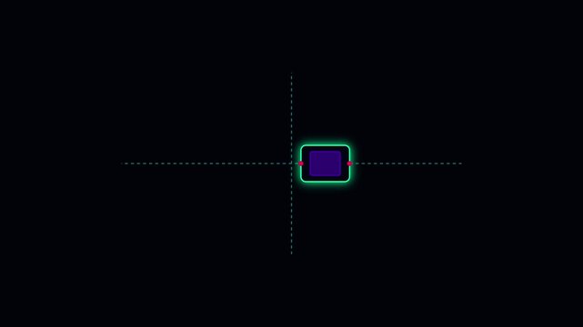 Minimalist digital interface hud with glowing neon border and crosshair targeting animation 4k