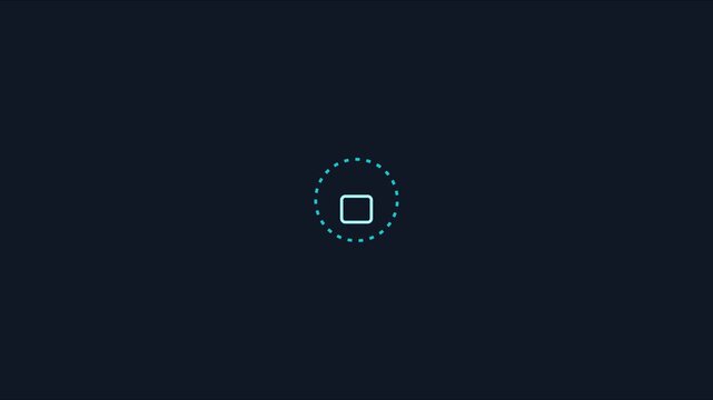 Minimalist digital loading spinner animation on dark 4k background, progress waiting