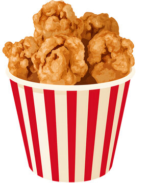 isolated PNG background for striped cup karaage chicken fried at a festival booth