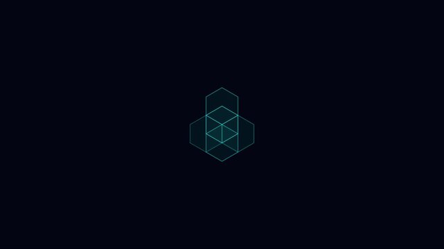Minimalist geometric hexagon animation: abstract tech motion for digital interface and data visualization 4k background