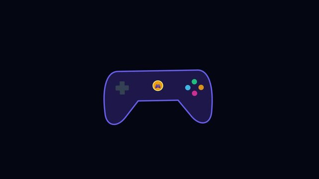 Minimalist gaming controller animation on dark 4k background, for esports and, digital media gamepad joystick