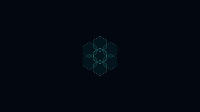 Minimalist hexagon geometric pattern animation on dark 4k background, for technology and, science motion