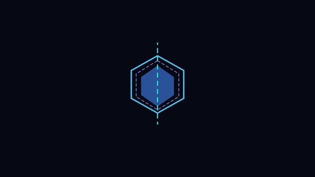 Minimalist hexagon hud interface with pulsing geometric animation for tech and data visualization 4k
