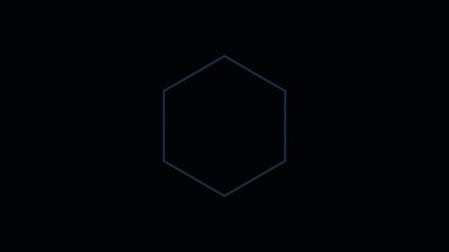 Minimalist hexagon shape animation glowing on dark 4k background, for tech motion, geometry motion animation