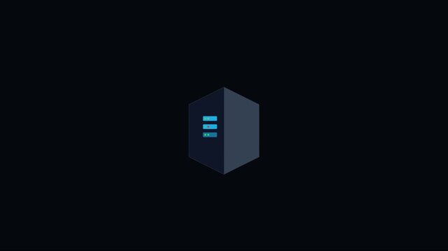 Minimalist hexagonal server animation for data technology and cloud computing concepts 4k