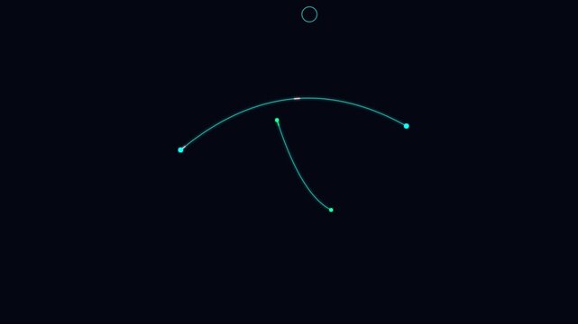 Minimalist hud interface with glowing neon arcs and data points on dark animation 4k background, motion digital