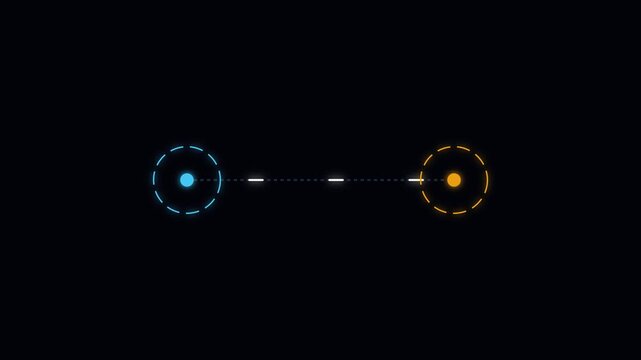 Minimalist hud interface with pulsing blue and orange circular connection nodes animation 4k motion digital
