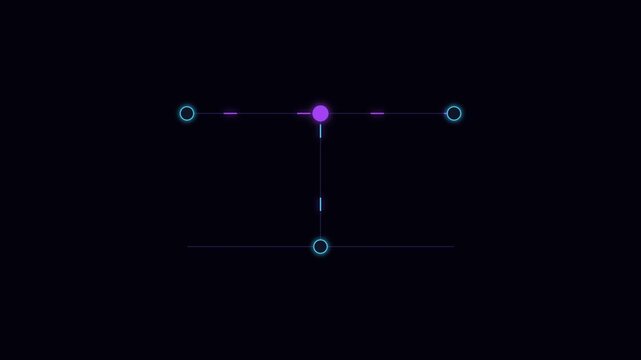 Minimalist hud interface with pulsing neon data points and geometric lines animation 4k motion digital