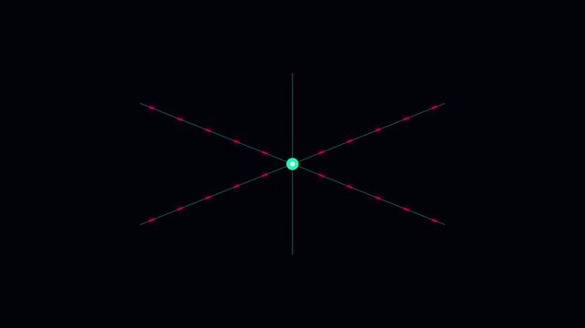 Minimalist hud interface with pulsing radial lines and central glow for sci-fi motion and digital technology projects animation 4k